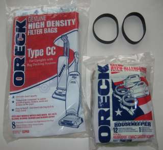 Oreck XL CC Vacuum Bags CCPK8 + PKBB12DW + 2 belts  