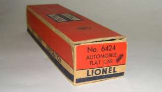 Nice Lionel No. 6424 Flat Car with Two Autos w/ BOX NO RESERVE (DP 