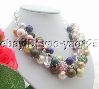 Amazing! Shell Pearl&Smoky Quartz&Crystal Necklace  