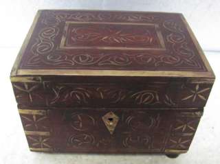 Old Wooden Perfume Bottle Box, Brass Fitted  