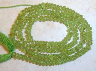 Micro Faceted PERIDOT 3.5mm RONDELLE Beads 14 Str A+  
