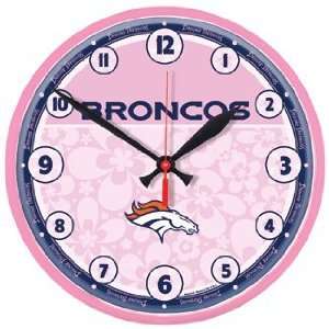  NFL Denver Broncos Clock   Pink Style: Sports & Outdoors