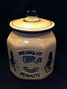 Rare Early 8 Sided Planters Pennant Peanut Stoneware Ceramic Jar 