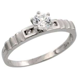  925 Sterling Silver Solitaire CZ Engagement Ring, 5/32 in 