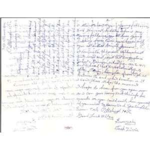  Jack Zivic 1920s Boxer Autographed Hand Written 1952 Letter Boxing 