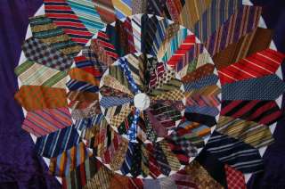 This DAZZLING silk/satin 50s neck tie quilt is hand and machine 