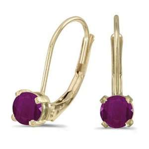  14k Yellow Gold July Birthstone Round Ruby Lever back 