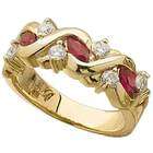 Jewelrydays 14Kt Yellow Gold Twisted Genuine Ruby and Diamond Fashion 