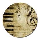   Round Mousepad of Grunge Music with Piano Keys Treble Clef and Notes