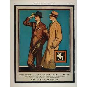  1928 Ad Hart Schaffner Marx Men Fashion Suit Overcoat 