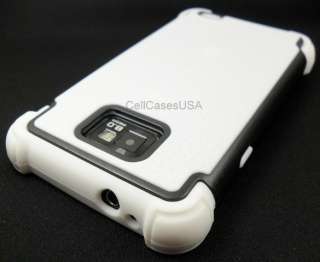 FOR SAMSUNG GALAXY S2 i9100 DUO MIX WHITE SILICONE BLACK HARD COVER 