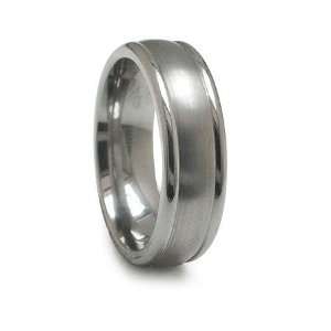  7mm Titanium Ring with Satin Center   Clearance Jewelry