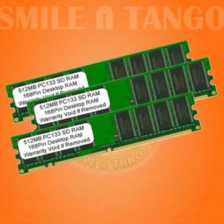 512MB PC133 LOW DENSITY SDRAM 133MHZ 168 pin 1.5 GB  