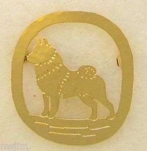 Norwegian Elkhound Jewelry Gold Large Pin  
