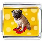 Pugster puppy in red high heel shoe charm