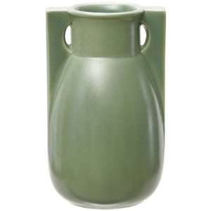  Teco Pottery Green Two Buttress Vase