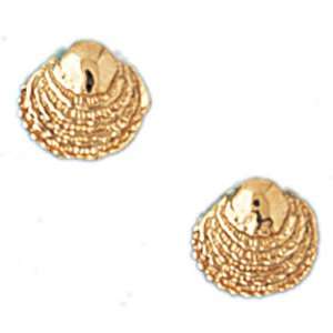  14kt Yellow Gold Sea Shell Earrings: Jewelry
