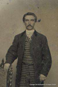 Antique Tintype Photo Victorian Man Plaid Pants & Vest  