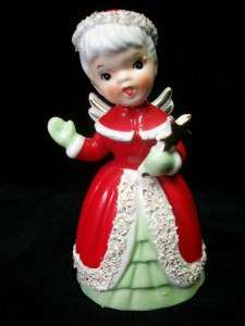 MINT VINTAGE 1956 NAPCO CHRISTMAS PIXIE GIRL ANGEL LADY BELL FIGURINE 