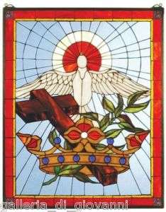 Cross Dove Biblical Stained Glass Window Bible  