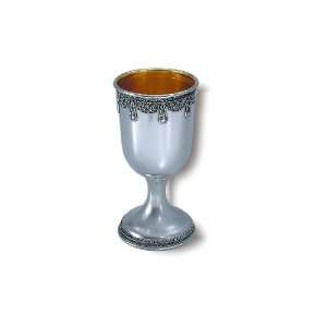   Kiddush Cup with Filigree Pattern on Base and Lip