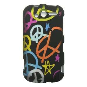 Black Peace Sign 2pcs Rubber Touch Phone Protector Hard 
