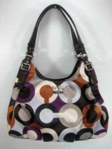 NWT COACH Madison Multi Color GRAPHIC Op Art Maggie SHOULDER TOTE BAG 