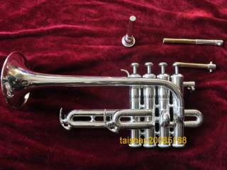 Professional Piccolo Trumpet Silver Plated Bb/A Horn NEW Monel Valves 