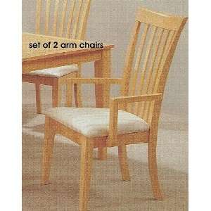 Set of 2 Sicily Maple Finish Wood Dining Arm Chairs: Home 