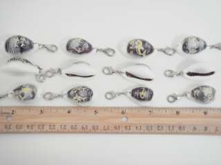 HAND CARVED COWRIE DOLPHIN KEY RINGS CHAIN 12PCS #F 119  