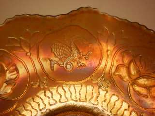 Antique Carnival Iridescent Dragon Lotus Bowl 9. x 2  
