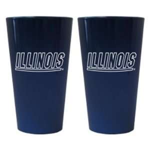  Illinois Fighting Illini NCAA Pint Glass   Set Of 2 