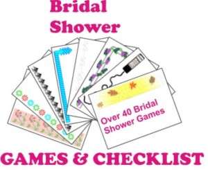 BRIDAL SHOWER GAMES PACK 40+ PRINTABLE+ PARTY CHECKLIST  