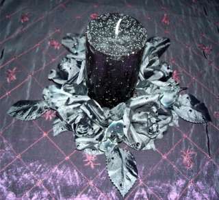 Black Rose Pillar Candle Table Wreath~Gothic Wedding!  