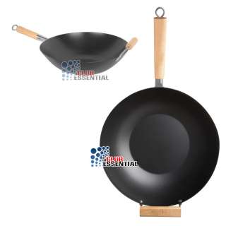 Long Wooden Handle Non Stick Wok Stir Fry Cooking Pan Pot  
