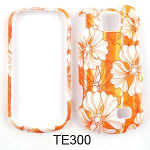 Samsung Intercept M910 (Moment 2) White Flowers on Orange Hard Case 