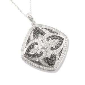    14K White Gold Black & White Diamond Pendant w/ Chain Jewelry