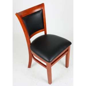  Solid Wood Faux Leather Dining Chair   Cherry Stain