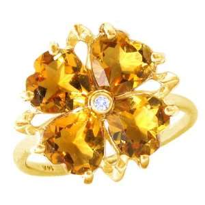   Yellow Gold Hearts In Bloom Gemstone and Diamond Ring  Citrine, size8