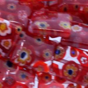 Glass   Red  Square Plain   12mm Height, 10mm Width, Sold by 16 Inch 