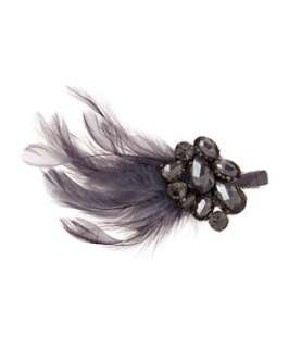 Charcoal (Grey) Gem Feather Fascinator  253262203  New Look