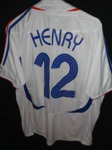 THIERRY HENRY VTG ADIDAS FFF FRANCE FOOTBALL PLAYER ISSUE JERSEY SHIRT 