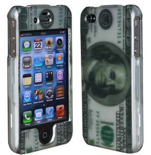 Hundred Dollar 2D Rubber Hard Snap on Case Cover for iPhone 4S 4th Gen 