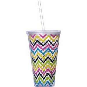  Slant 24 Ounce Bright Zig Zag Cup with Lid & Straw 