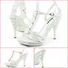   satin bridal diamante rose peep toe heels platform shoes sandals sz
