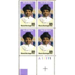 1990 IDA B WELLS ~ BLACK HERITAGE #2442 Plate Block of 4 x 25 cents US 
