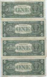   US SILVER CERTIFICATES   LOT OF FOUR   BLUE SEAL DOLLARS  