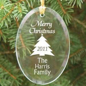    Merry Christmas Personalized Glass Ornament: Home & Kitchen