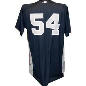  #54 Yankees 2010 Spring Training Game Used Road Navy Jersey (Silver 
