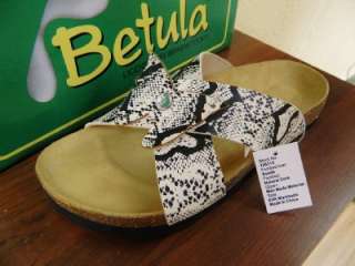   Betula Butterfly Cork Sandals 5/36 12/43 Black Ivory Snake  